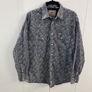 Rafter C Cowboy Collection Blue Paisley Pearl Snaps Men’s Proflex 45 Size L